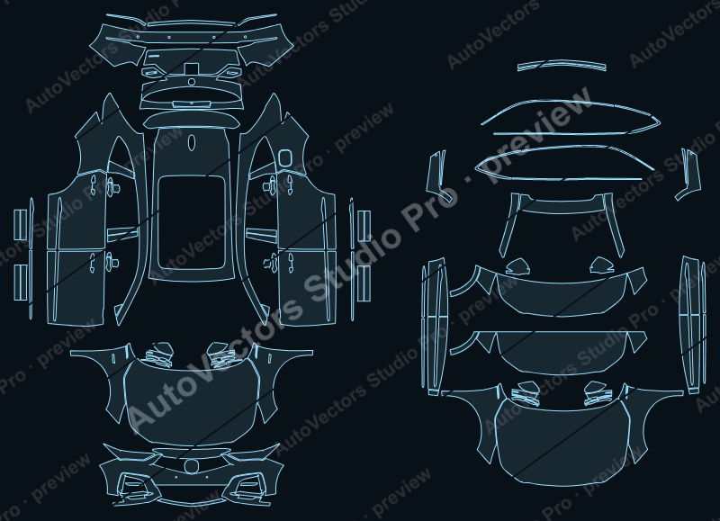 Acura MDX A Spec 2024 precut PPF pattern – watermarked preview from the cutting software