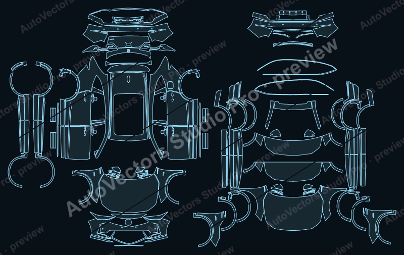 Acura MDX Advance 2026 precut PPF pattern – watermarked preview from the cutting software