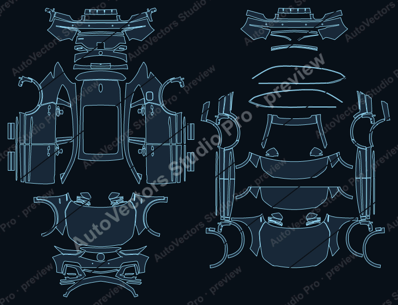 Acura MDX Type S 2025 precut PPF pattern – watermarked preview from the cutting software