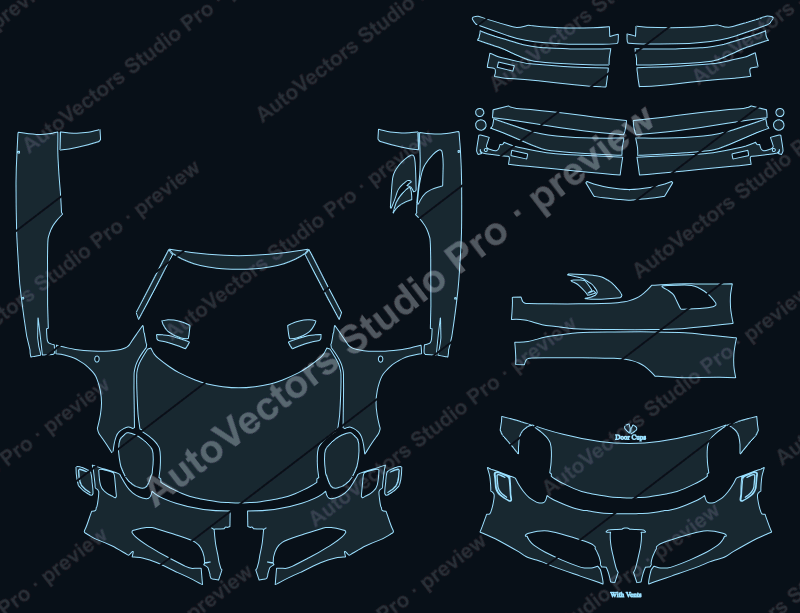 Alfa Romeo 4C 2015 coupe precut PPF pattern – watermarked preview from the cutting software