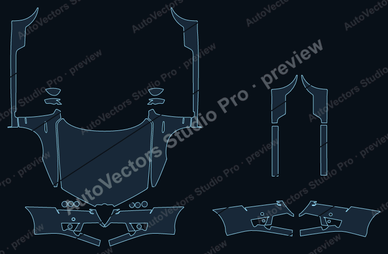 Alfa Romeo Brera Base 2005 front kit precut PPF pattern – watermarked preview from the cutting software