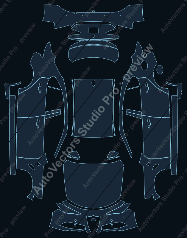 Alfa Romeo Giulia Base 2025 precut PPF pattern – watermarked preview from the cutting software
