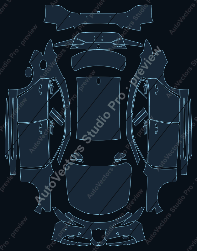 Alfa Romeo Giulia Speciale-Veloce 2016 precut PPF pattern – watermarked preview from the cutting software