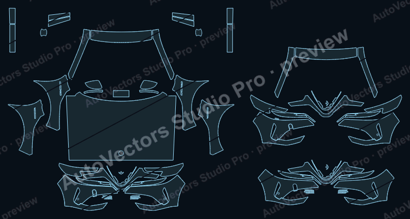 Alfa Romeo Junior Speciale Elettrica 2025 front kit precut PPF pattern – watermarked preview from the cutting software