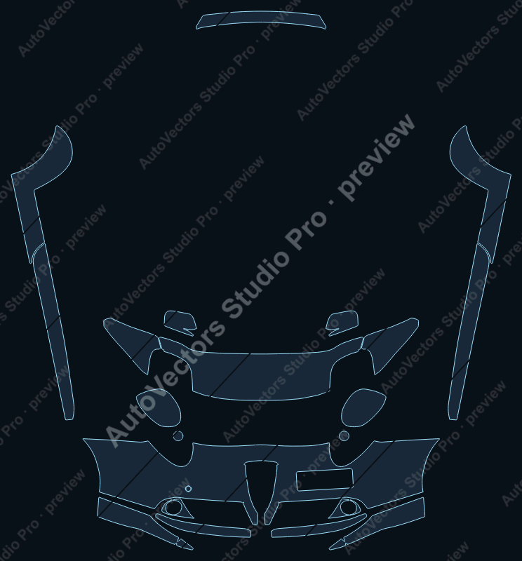 Alfa Romeo MiTo Turismo-Lusso 2008 hatchback precut PPF pattern – watermarked preview from the cutting software