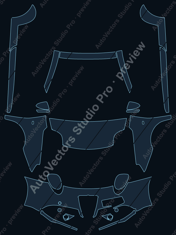 Alfa Romeo MiTo Veloce-Super-Speciale-Mito 2017 hatchback precut PPF pattern – watermarked preview from the cutting software