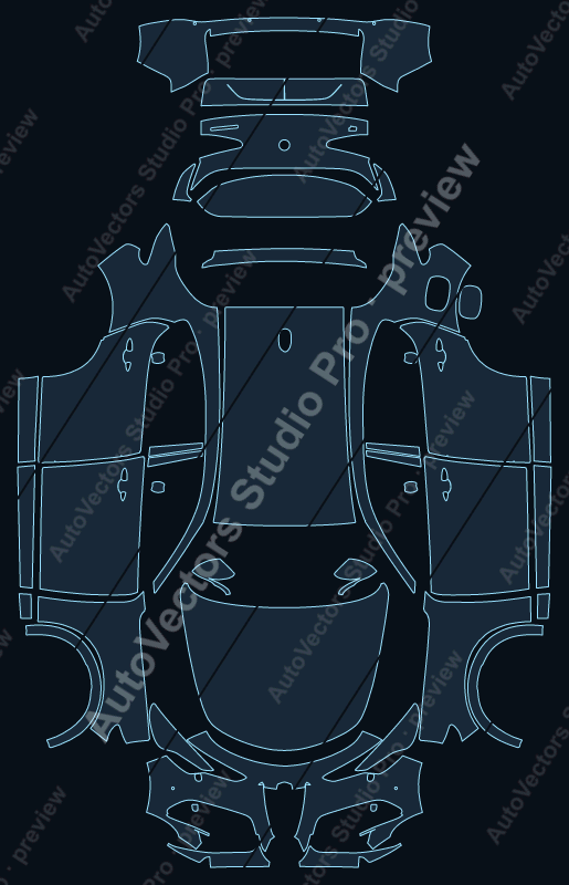Alfa Romeo Stelvio Competizione 2022 precut PPF pattern – watermarked preview from the cutting software