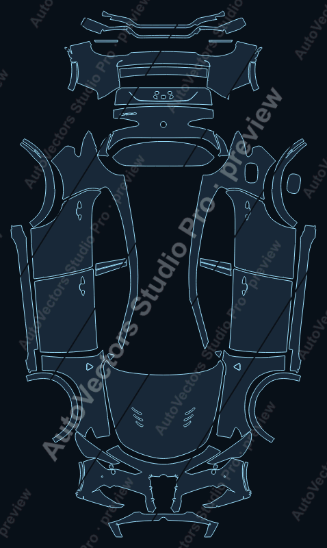 Alfa Romeo Stelvio Quadrifoglio 100TH 2023 precut PPF pattern – watermarked preview from the cutting software