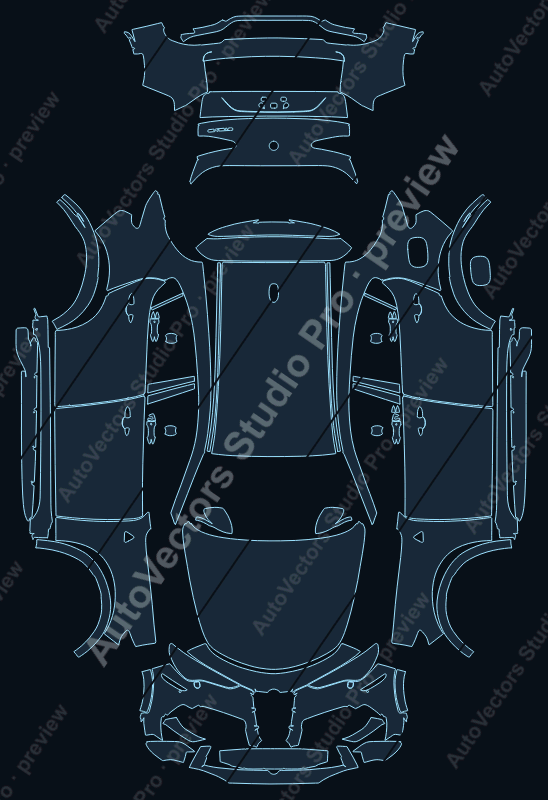 Alfa Romeo Stelvio Racing Edition 2020 precut PPF pattern – watermarked preview from the cutting software