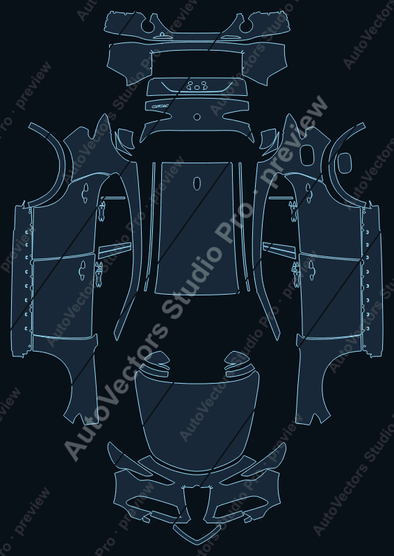 Alfa Romeo Stelvio Sports 2021 precut PPF pattern – watermarked preview from the cutting software