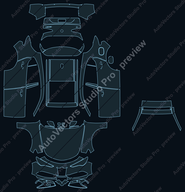 Alfa Romeo Stelvio Sprint 2023 precut PPF pattern – watermarked preview from the cutting software