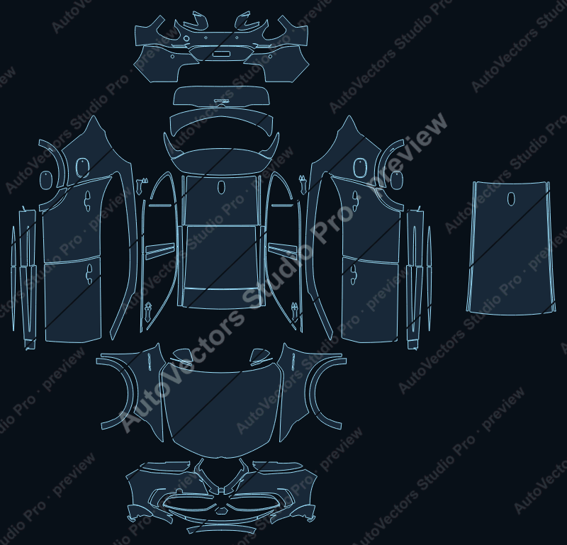 Alfa Romeo Tonale Edizione Speciale 2023 precut PPF pattern – watermarked preview from the cutting software