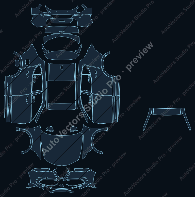 Alfa Romeo Tonale Ti 2022 precut PPF pattern – watermarked preview from the cutting software