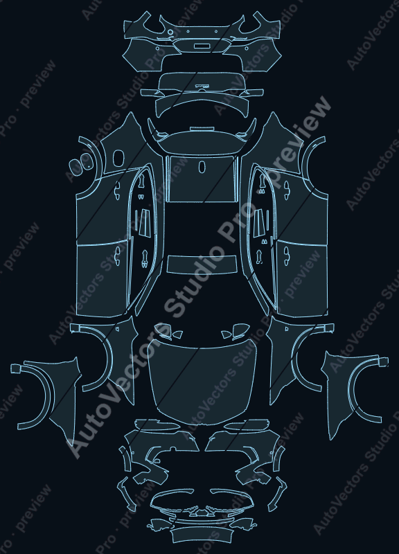 Alfa Romeo Tonale Ti 2024 precut PPF pattern – watermarked preview from the cutting software