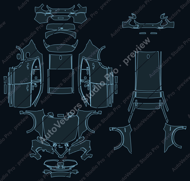 Alfa Romeo Tonale Veloce 2024 precut PPF pattern – watermarked preview from the cutting software