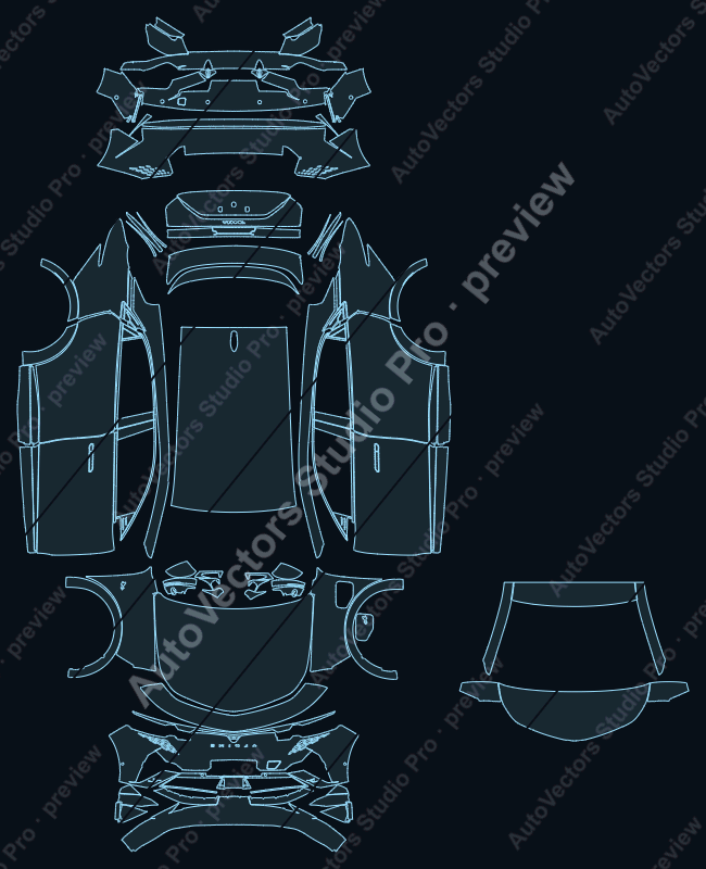 Alpine A390 GT A390 2025 SUV precut PPF pattern – watermarked preview from the cutting software