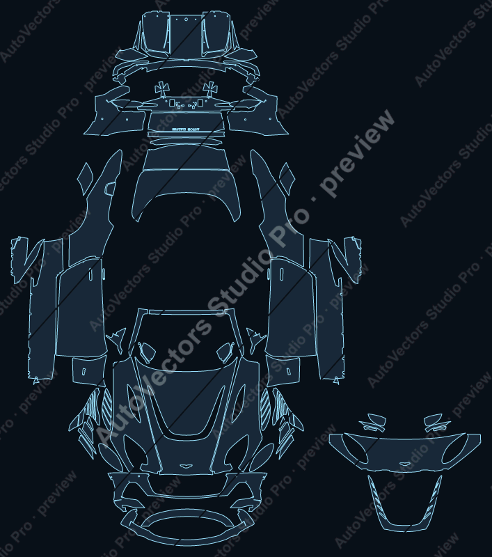 Aston Martin DBS Volante 770 Ultimate 2023 convertible full kit precut PPF pattern – watermarked preview