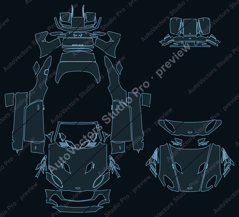 Aston Martin DBS Volante Superleggera Base 2019 convertible full kit precut PPF pattern – watermarked preview