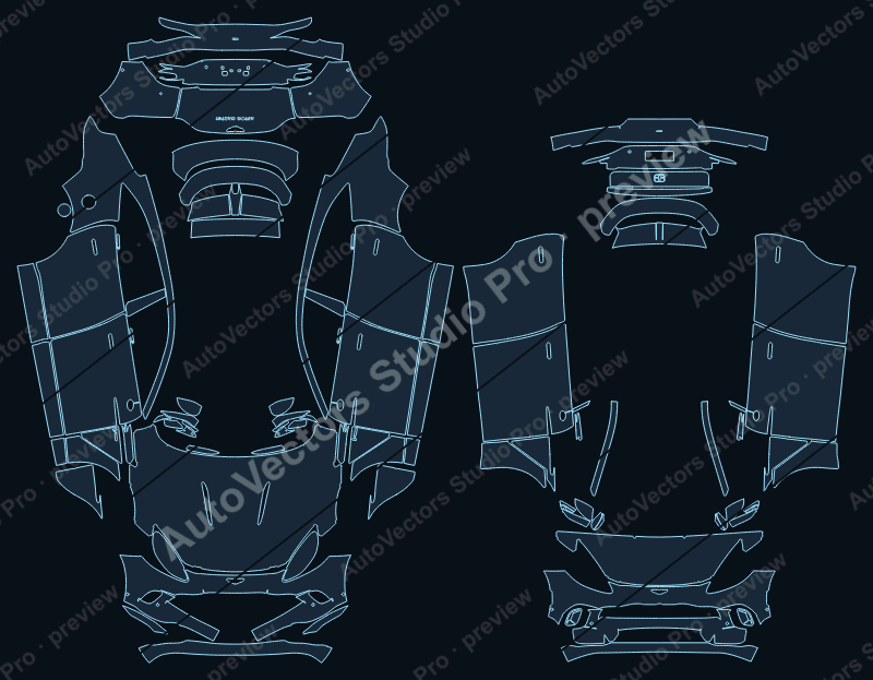 Aston Martin DBX 2021 SUV full kit precut PPF pattern – watermarked preview from the cutting software