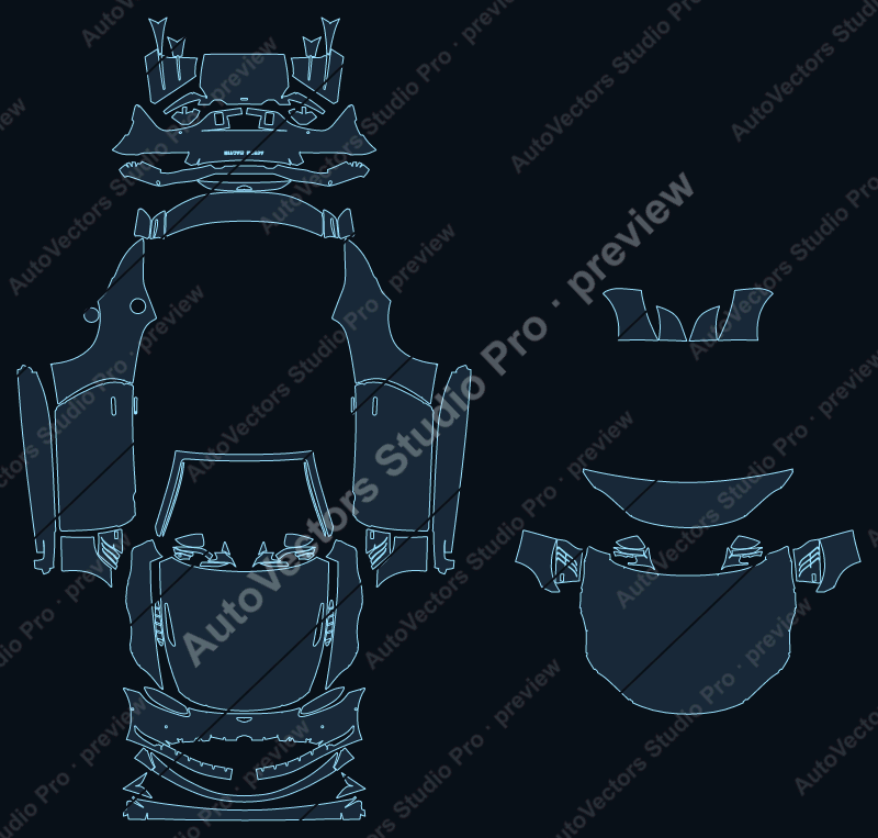 Aston Martin Vantage F1 Edition 2021 roadster full kit precut PPF pattern – watermarked preview from the cutting software