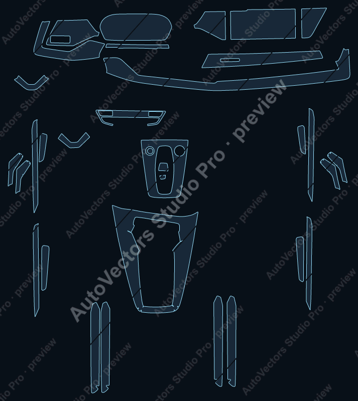 Audi A3 Base 2025 precut interior protection film pattern – watermarked preview from the cutting software