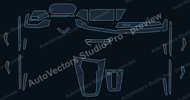 Audi A3L Base 2021 precut interior protection film pattern – watermarked preview from the cutting software