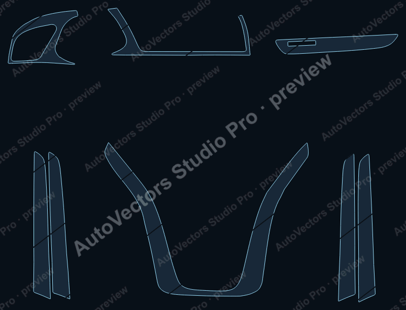 Audi A4 2010 precut interior protection film pattern – watermarked preview from the cutting software