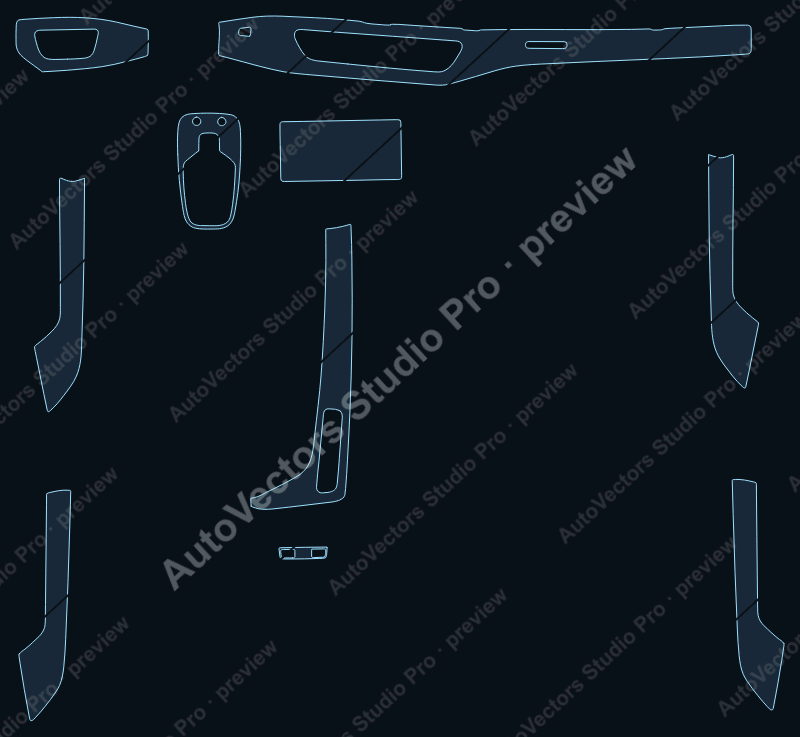 Audi A4 Base 2016 precut interior protection film pattern – watermarked preview from the cutting software