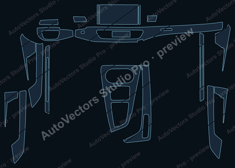 Audi A4 Base 2022 precut interior protection film pattern – watermarked preview from the cutting software