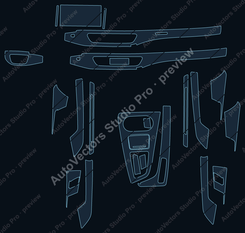 Audi A5 2021 4-door precut interior protection film pattern – watermarked preview from the cutting software