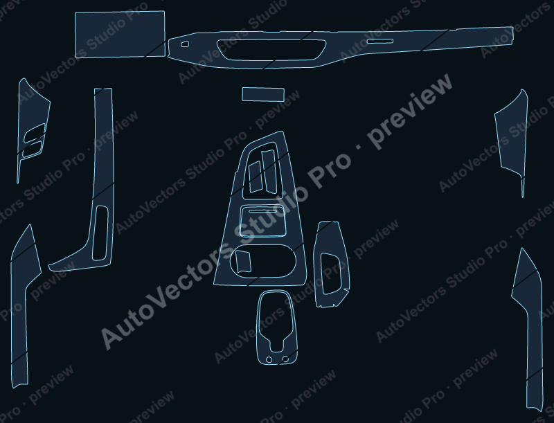 Audi A5 2021 2-door precut interior protection film pattern – watermarked preview from the cutting software