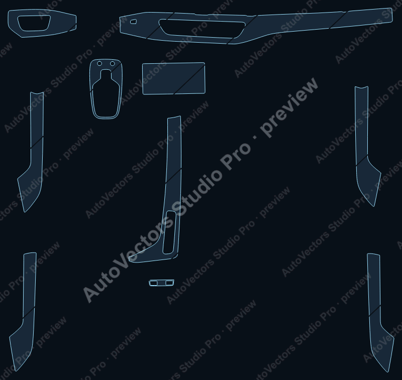Audi A5 Base 2017 precut interior protection film pattern – watermarked preview from the cutting software