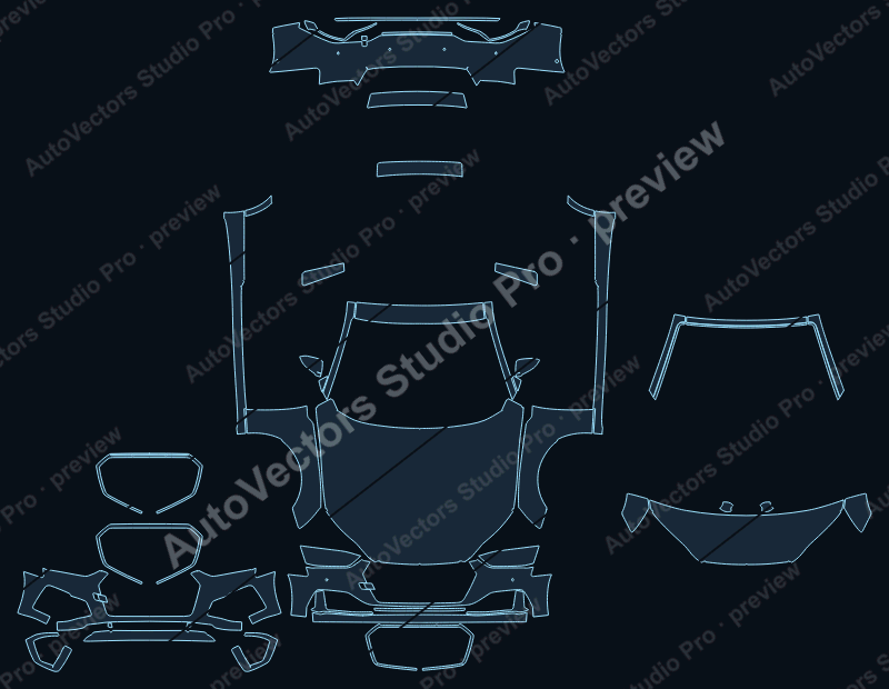 Audi A5 Premium Premium Plus Prestige S-Line 2020 cabriolet precut PPF pattern – watermarked preview