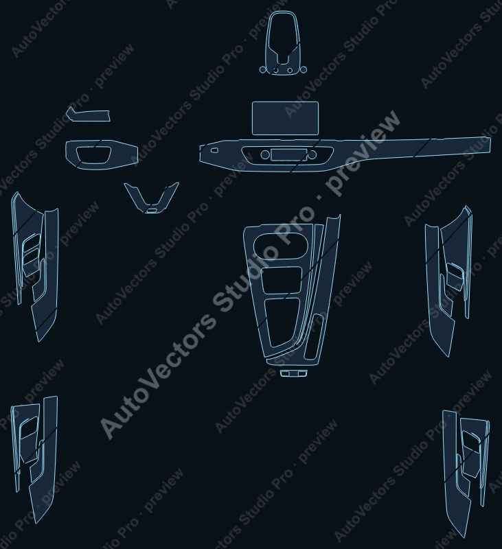 Audi A5 SE-Sport 2017 sportback precut interior protection film pattern – watermarked preview from the cutting software