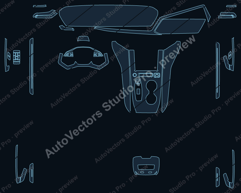 Audi A5L Base 2025 precut interior protection film pattern – watermarked preview from the cutting software