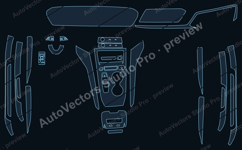 Audi A5L Base 2026 precut interior protection film pattern – watermarked preview from the cutting software