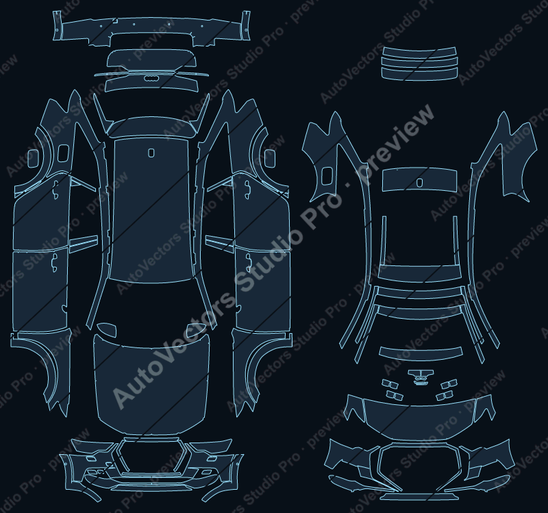 Audi A6 Allroad Vorsprung C8 2020 wagon precut PPF pattern – watermarked preview from the cutting software