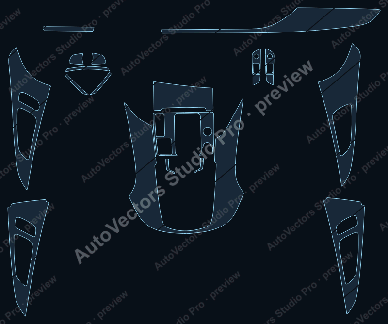 Audi A6 Base 2012 precut interior protection film pattern – watermarked preview from the cutting software
