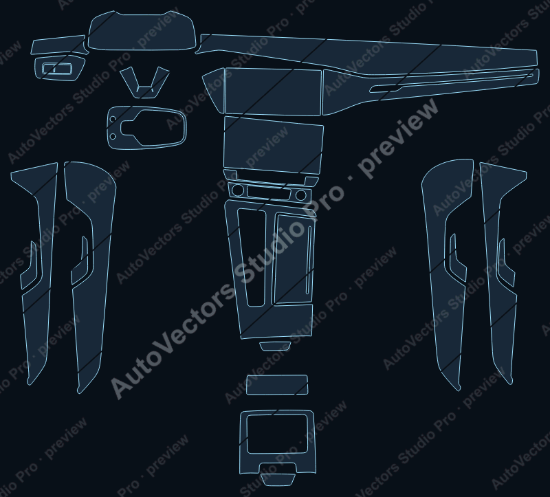 Audi A6 Base 2019 precut interior protection film pattern – watermarked preview from the cutting software