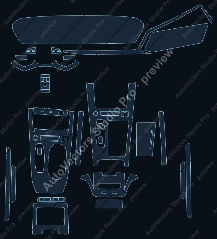 Audi A6 Base A6L 2026 precut interior protection film pattern – watermarked preview from the cutting software