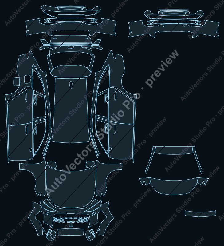 Audi A6 C9 Base 2025 wagon precut PPF pattern – watermarked preview from the cutting software