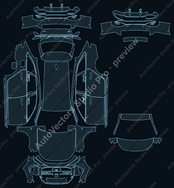 Audi A6 C9 S-Line 2025 wagon precut PPF pattern – watermarked preview from the cutting software