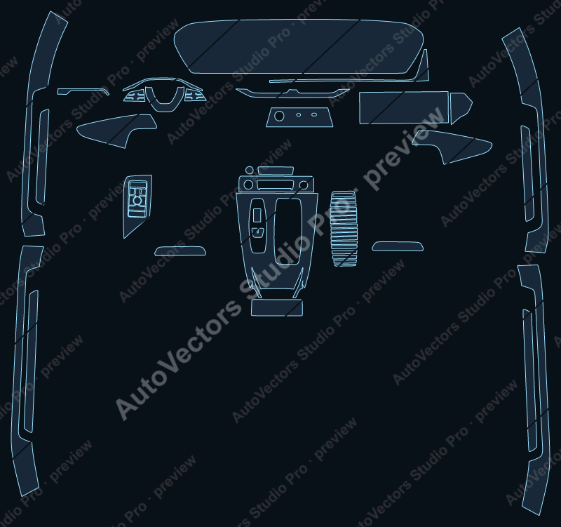 Audi A6 e-tron Base 2026 precut interior protection film pattern – watermarked preview from the cutting software