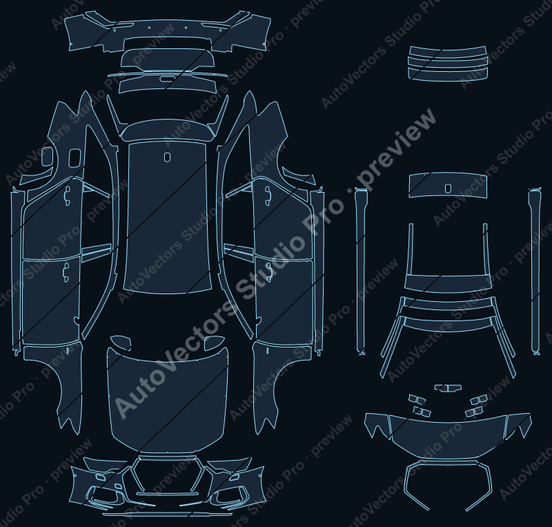 Audi A6 Premium S-Line C8 2019 avant precut PPF pattern – watermarked preview from the cutting software