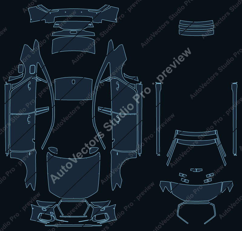 Audi A6 S-Line C8 2019 sedan precut PPF pattern – watermarked preview from the cutting software