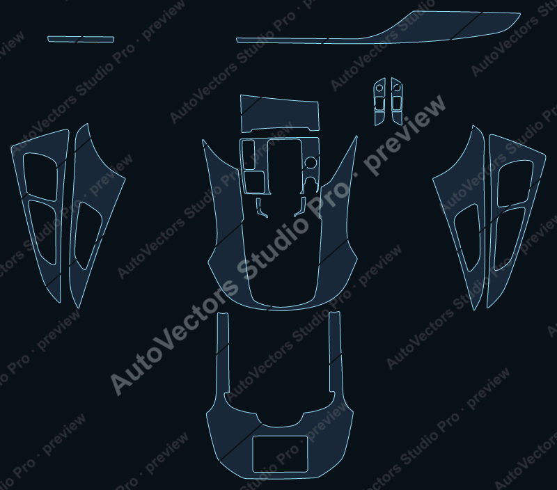 Audi A6L Base 2012 precut interior protection film pattern – watermarked preview from the cutting software