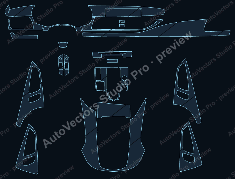 Audi A7 2009 precut interior protection film pattern – watermarked preview from the cutting software
