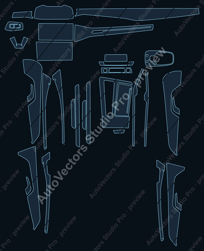Audi A7 Base 2021 precut interior protection film pattern – watermarked preview from the cutting software
