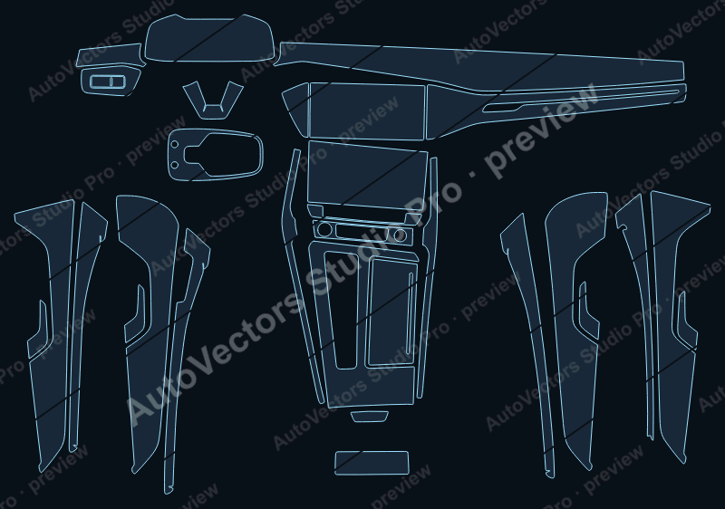 Audi A7 Ver1 2019 precut interior protection film pattern – watermarked preview from the cutting software