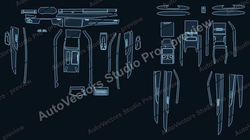Audi A8 A8 L V2 2023 precut interior protection film pattern – watermarked preview from the cutting software
